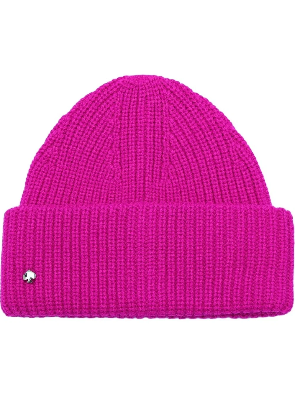 Kate Spade New York Cutt Beanie Marker Pink Ribbed Knit Hat Fuchsia OS NWT